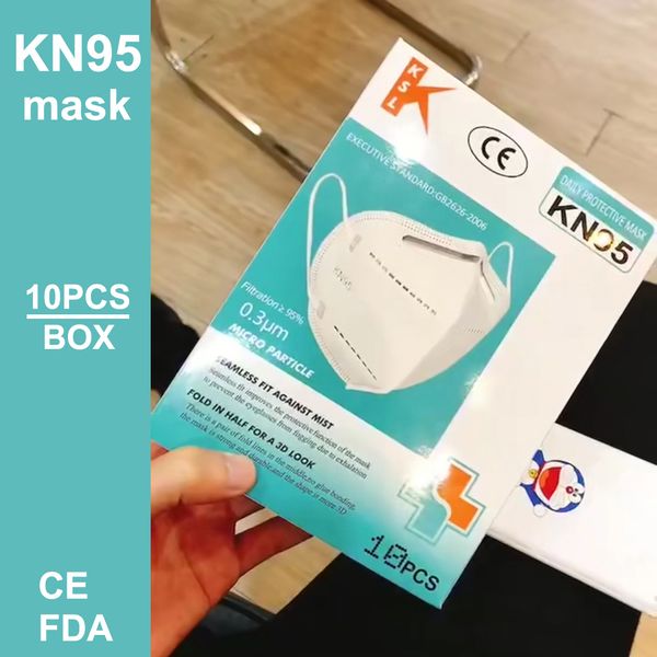 

KN95 FFP2 Антипылевая маска для лица Антипылевой респиратор N95 маска для лица с Самовсасывающим фильтром с цветной коробкой 10 шт. в коробке на складе