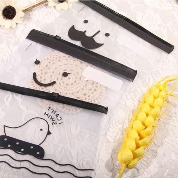 

transparent moustache smile office cosmetic make up pencil bag pouch case cute