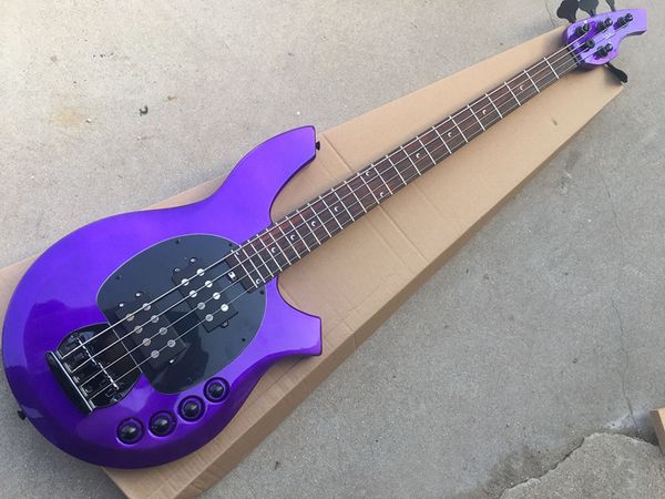 4 струны Фиолетовое тело электрические бас с активной цепью, черный пикер, палисандр Fretboard, предлагают настроенные