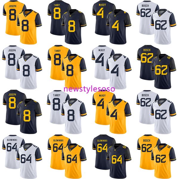 

2019 ncaa football западная вирджиния альпинисты 8 карла джозеф 8 кит тэнди 4 макки 62 kyle bosch 64 mark гловинский трикотажные изделия, Black;red