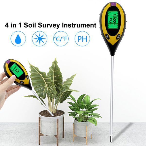 

four-in-one ground soil tester plastic digital display electronic soil ph tester light meter temperature and humidity detector