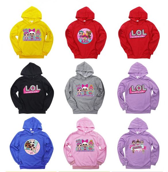 

30color cartoon doll girls hoodies autumn spring kids long sleeve sweatshirts children hooded hooded zipper clothing hoody dhl free, Black