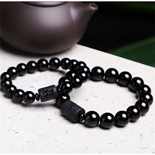 

vintage bracelet dragon & phoenix anti-swelling fashion handmade black obsidian