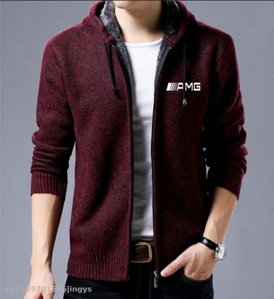 

2020 zipper куртка мужчина для amg логотипа повседневных ваток пальто мода slim fit с капюшоном толстой теплой куртки b