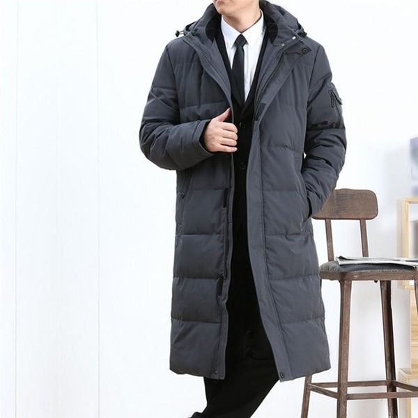 

осень зима мода теплый толстый капюшоном вниз парки мужчины черный свободные большой размер повседневная длинная куртка пальто топ бренд муж, Black