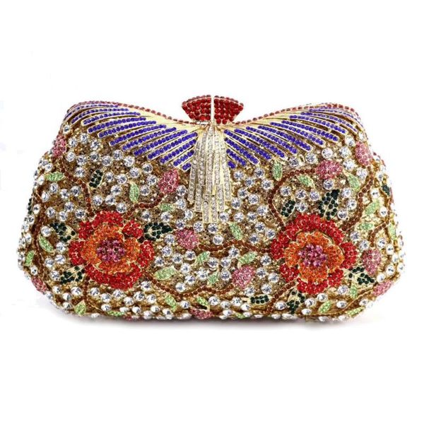 

xiyuan women flower hollow out crystal rhinestone evening clutch bag wedding bridal metal handbag clutches evening bags clutch