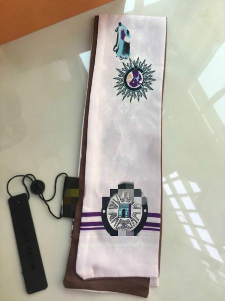 

brand real silk tie fashion classic women 100%silk head brand hair luxury designer scarf small ribbon printed silk scarf 120*8cm, Blue;gray