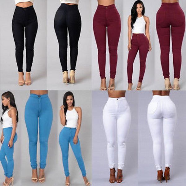 

2019 new brand plus size s-3xl high waist jeans women denim pencil stretch ladies casual skinny jean slim pant jean trouser, Blue