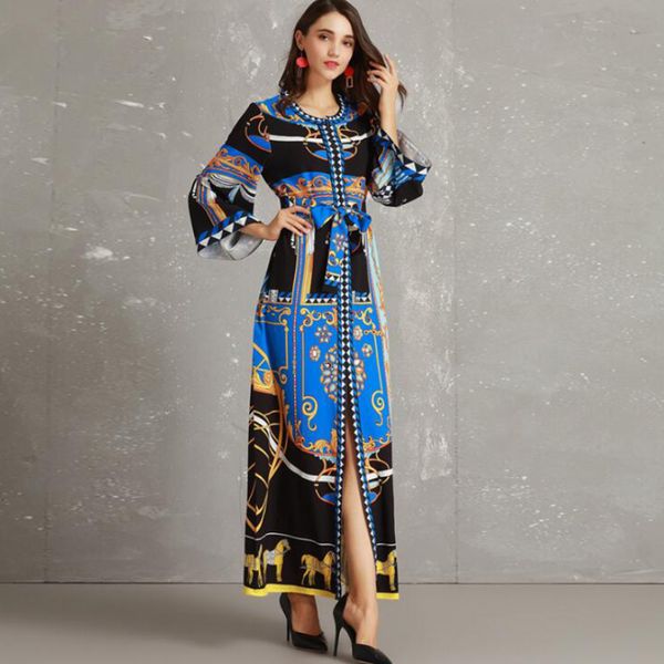 

Palace Style Classic Luxury Women Long Dresses Spring Party Formal Vogue Classical Printed Dress Notre-Dame de Paris Women's Long Dress