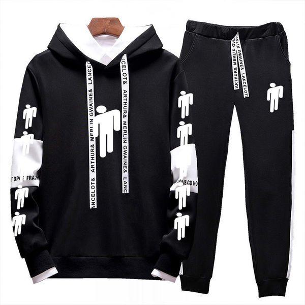 

billie eilish piece tracksuit women men white hoodie sweatshirt female sport pullover suits men's sport suit set tracksuit, Gray