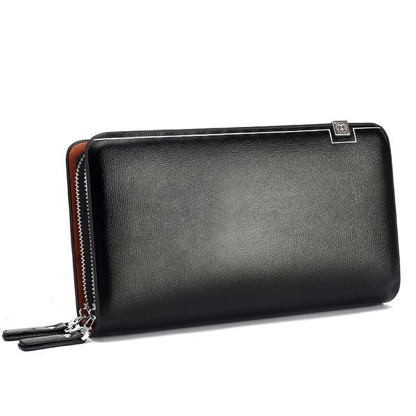 

men wallets leather male purse men's double zipper long wallet monederos clutch man handy bags carteiras billeteras, Red;black