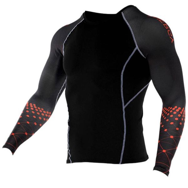 

youyedian men's cycling base layers long sleeves fitness t-shirt quick-drying tights bicycle sports printing blouse#y20, Black;red