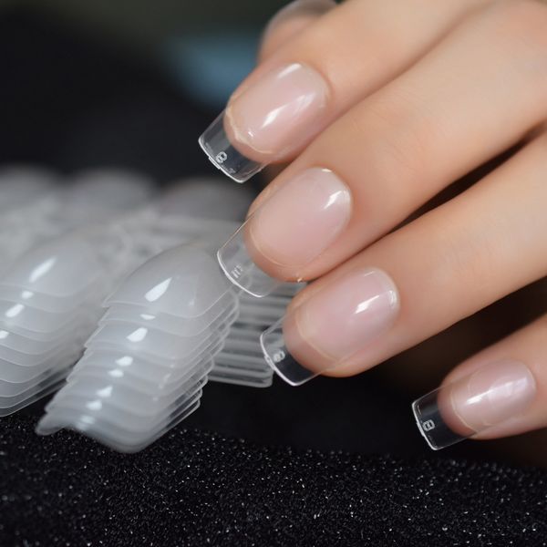 

240pcs clear fake nails square full cover medium square press on artificial fake nail art tips manicure accessories faux ongles, Red;gold