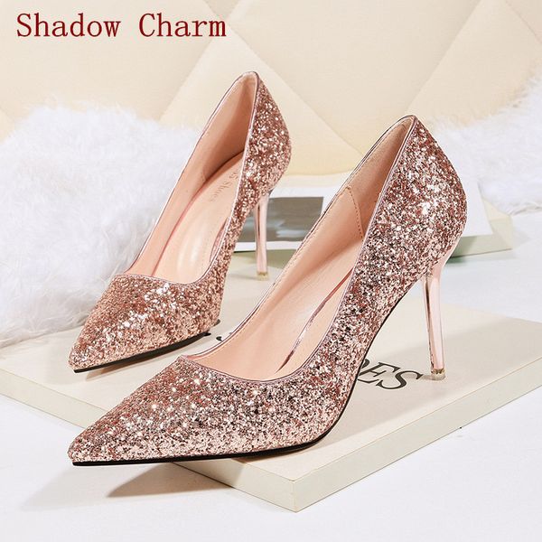 

thin high heels women pumps women shoes for wedding party heels shining high fashion ladies pumps bride night club, Black
