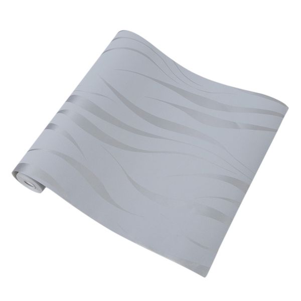 

stripe wave non-woven background wallpaper silvery gray