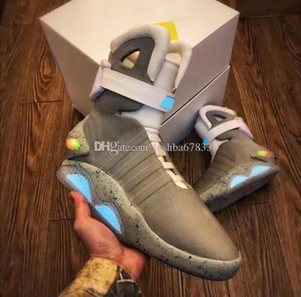 

new air mag casual shoes marty mcfly's led shoes back to the future glow in the dark gray boots mcflys sneakers with box men shoes, Black