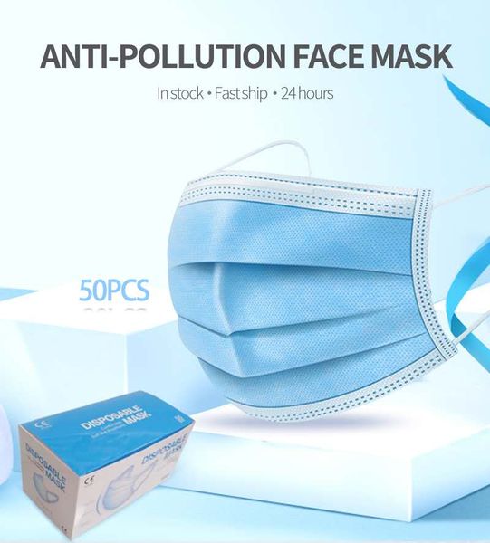 

anti-pollution 3 laye mask dust protection masks disposable face masks elastic ear loop disposable dust filter safety mask
