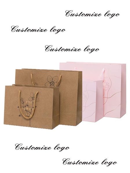 

gift wrap 10pcs/lot shopping bag clothing store cosmetics paper custom printed logo pattern packing thickened