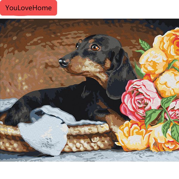 

картины по номерам рисунок животных холст акрил ручная роспись маслом по номерам цветок собака настенное искусство подарок домашний декор жи
