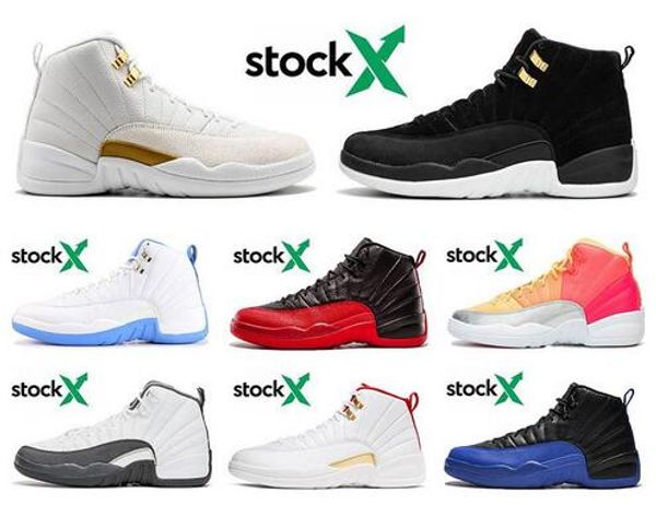 

2020 new 12 mens basketball shoes jumpman 23 trainers 12s reverse taxi xii ov white punch dark grey french blue sneakers