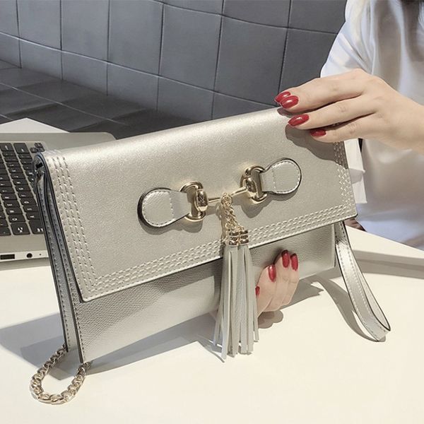 

female pu handbag feminina casual crossbody bags for women temperament tasseled envelope handbag ladies day clutches bag yy-29