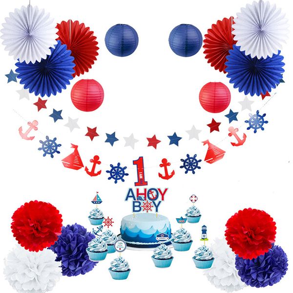 

экологичный 1 -6 years дети birthday party украшения 19pcs / set first birthday party nautical тема с cupcake топпера 1 день рождения