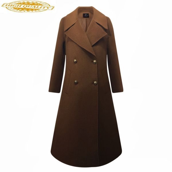 

2020 new fashion woolen women winter coat female long plus size 5xl cashmere coats thick women's jacket abrigos wxf484, Tan;black
