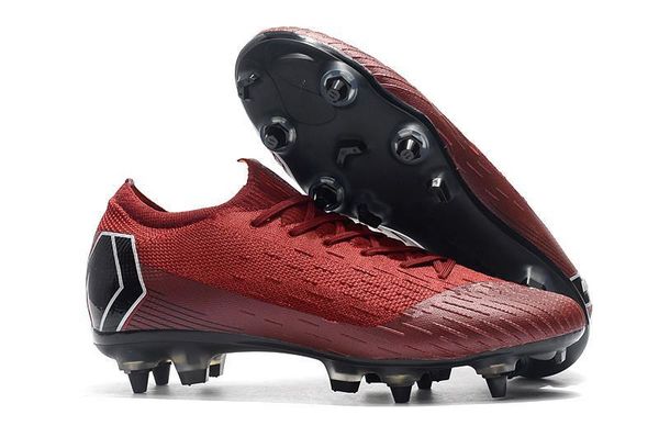 

2020 low burgundy black studs mercurial superfly v fg leather outdoor shoes men women shoes size 35-45