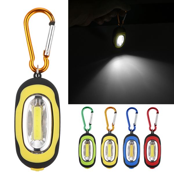 

new arrival multicolor mini keychain flashlight portable pocket torch 3 modes cob led light flashlight lamp mini-torch with button battery