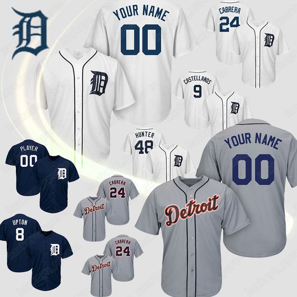 

custom Detroit jerseys Tigers 23 Kirk 24 Miguel Cabrera any name any number baseball jerseys 2019 top quality shirts