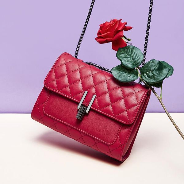 

oblique cross ladies bag ladies shoulder chain small square bag european and american fashion wild leather clutch bag gift 1167