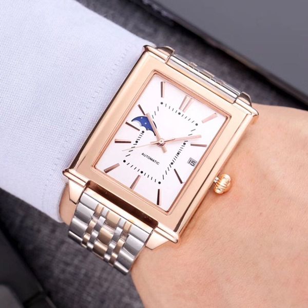 

moon phase star оснащен автоматическим механизмом 8215 стальной корпус 5 градусов водонепроницаемый классический моды стальной ленты роскошн, Slivery;brown