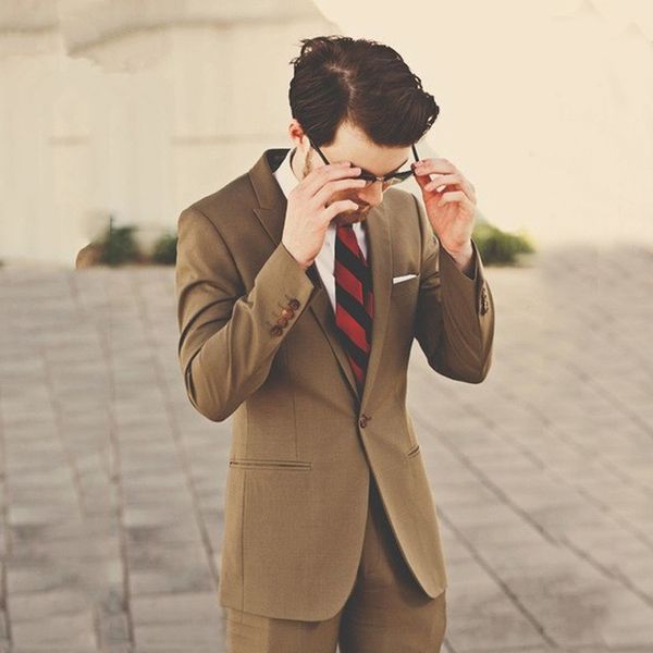 

customize one button brown groom tuxedos peak lapel men suits 2 pieces wedding/prom/dinner blazer (jacket+pants+tie) w681, Black;gray