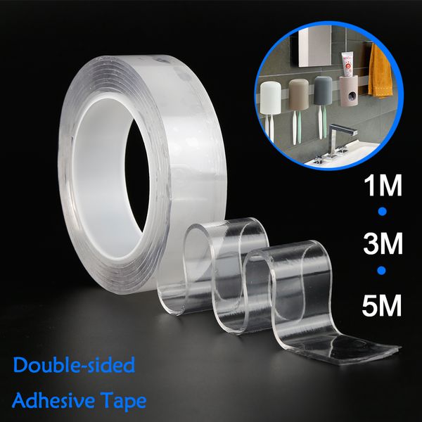 

1/2/3/5m reusable double-sided adhesive nano traceless tape removable sticker washable adhesive loop disks tie glue gadget