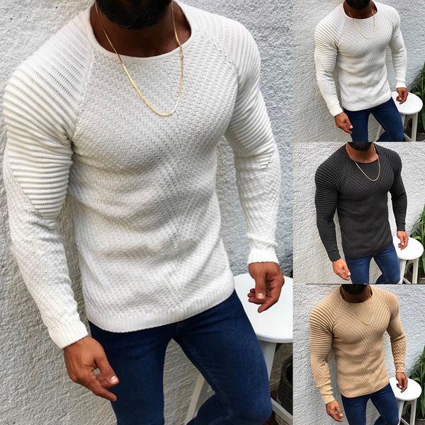 

2019 men's fit pullover sweaters solid autumn winter stitching sueter homme fashion men jumpers knitted pullovers warm, White;black