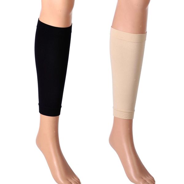 

new 1 pair spandex medical support leg shin socks calf slim sleeve sock compression brace wrap for women lady dancing warmer, Black;white