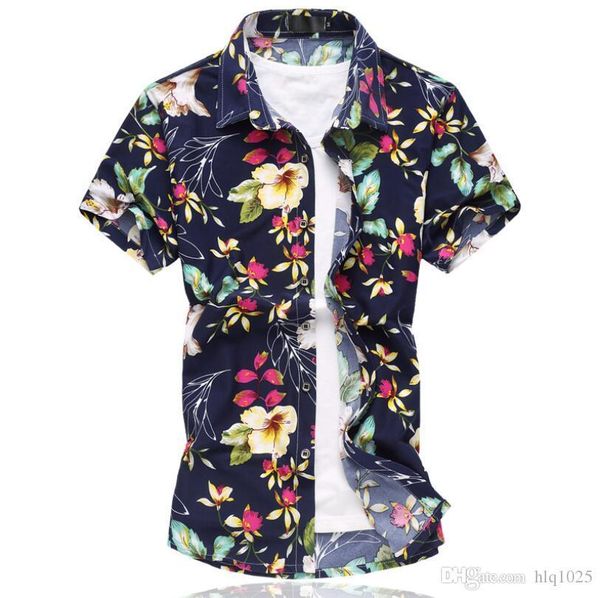 

летние тонкие рубашки враг мужчины новый цветочный принт большой размер -6xl с коротким рукавом рубашки мужской дизайн повседневные рубашки, White;black
