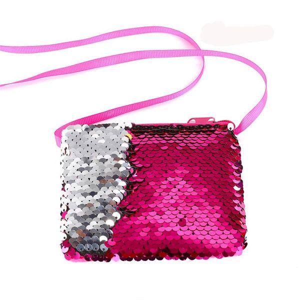 

new fashion mermaid sequins coin purse wallet kids girl glittering purse women handbag party zipper clutch bag earphone package, Red;black
