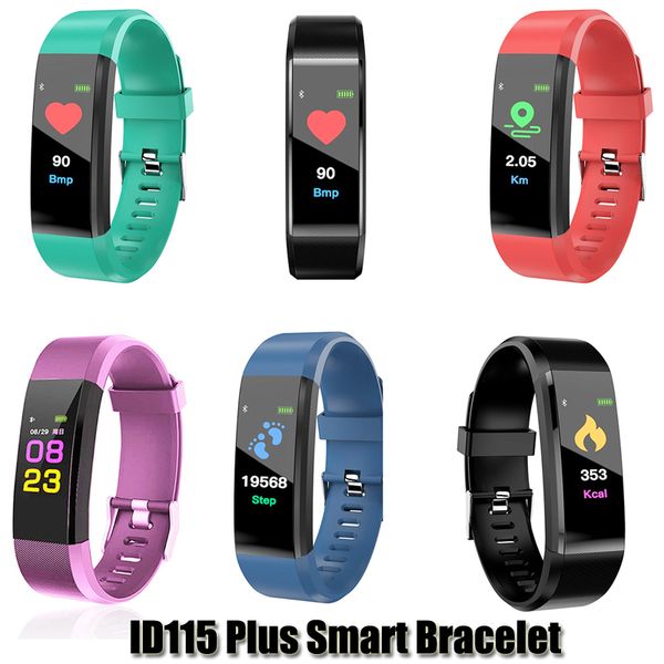 

id115 plus smart bracelet fitness tracker smart pedometer watch heart rate watch band smart wristband for iphone android cellphones with box