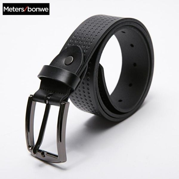 

metersbonwe cow genuine leather luxury strap male belts for men new fashion classic vintage pin buckle men belt high quality, Black;brown