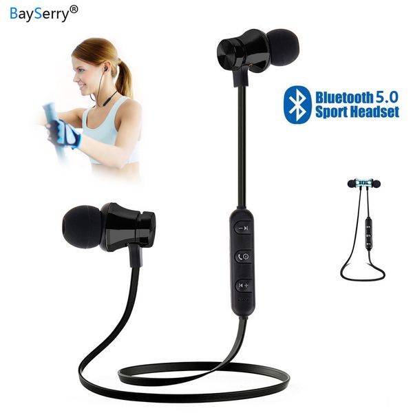 

bayserry magnetic wireless bluetooth earphone sport headset for iphone 7 8 11 pro x xr xs max stereo earbuds earphones with mic