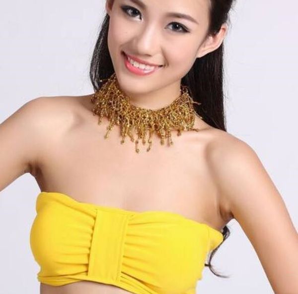 

belly dance dance jewelry gold necklace, Black;red