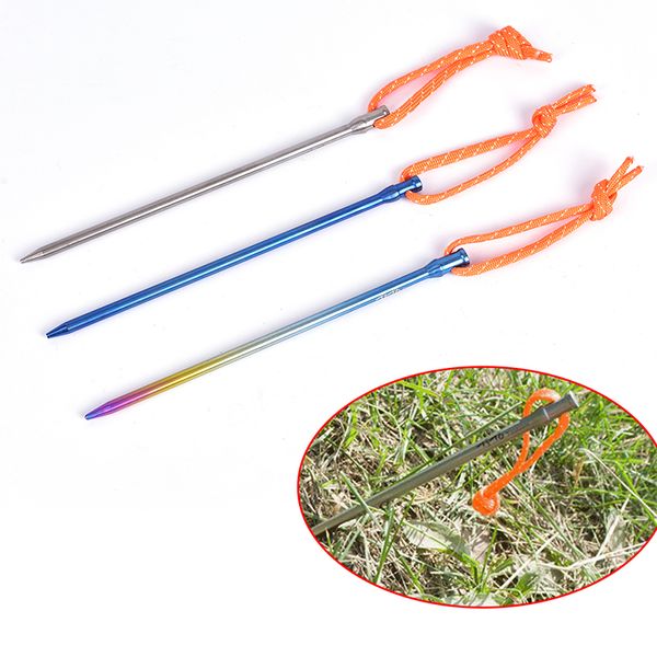

16.7cm titanium alloy tent peg titanium spike outdoor camping with rope tent stake diameter 5.0mm tent accessory nail equipment