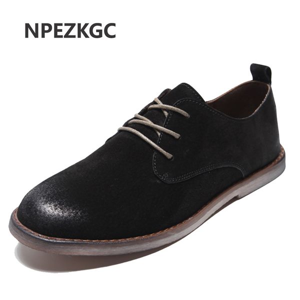 

npezkgc brand 2019 spring suede leather men shoes oxford casual classic sneakers for male comfortable footwear, Black