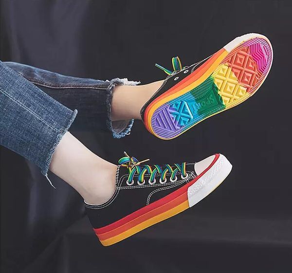 

2019 casual shoes mens for womens canvas rainbow designer shoes comfortable jogging hiking women sports shoes size 36-44