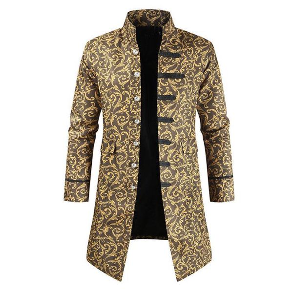 

retro mens jacket single breasted buttons trench coat vintage steampunk cardigan gothic costume plus size medieval jacket 5xl, Black;brown