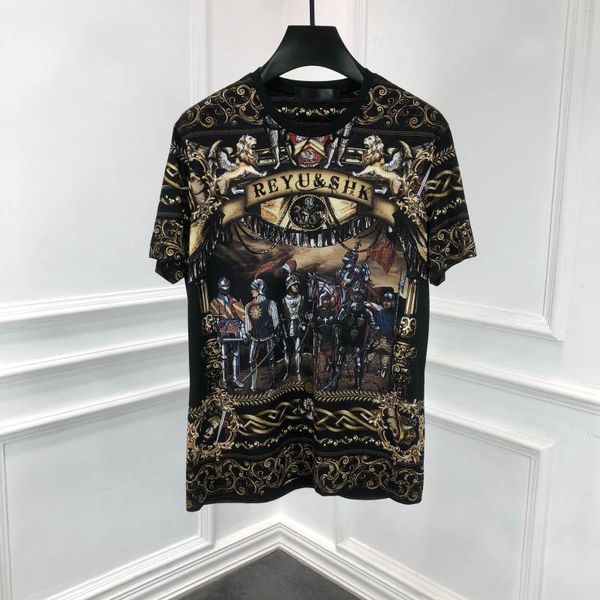 

wb6109 fashion men's & tees 2020 runway luxury european design short print party style t-shirts men's clothing, White;black