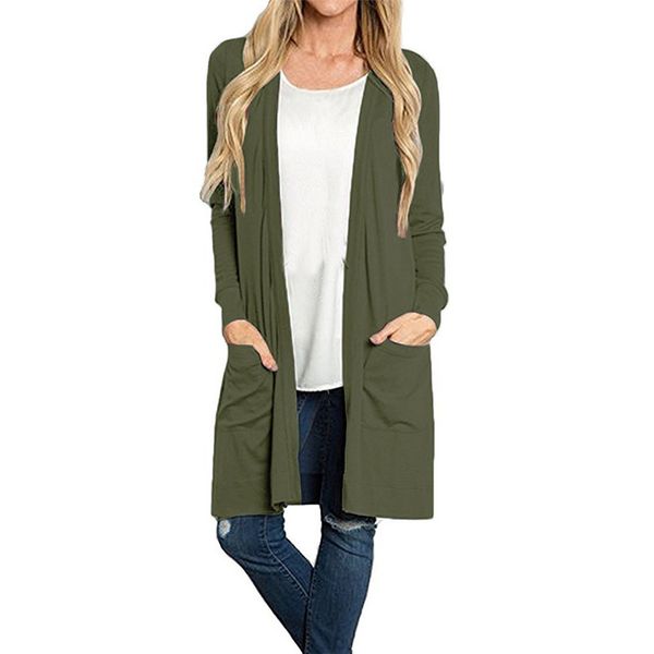 

women jackets spring autumn women's trench long sleeve open front loose pocket causal lightweight kimono cardigan trench coat, Black;brown