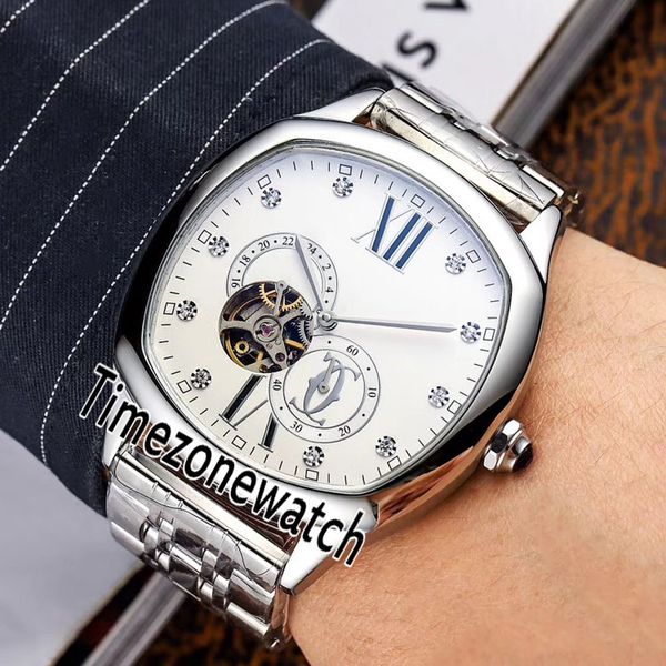 

drive de wsnm0009 automatic mens watch steel case silver dial diamond roman markers tourbillon stainless steel bracelet timezonewatch e110b2, Slivery;brown