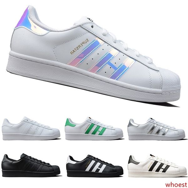 

wholesale designer originals superstar white hologram iridescent junior superstars leather sneakers super star women men casual shoes 36-44